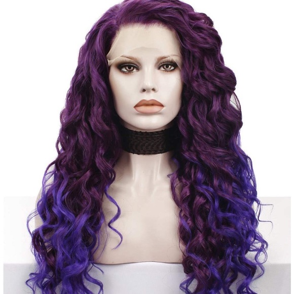 ?ANGEL 24”Purple & Blue Curly Lace Front Wig *NWT main image 5